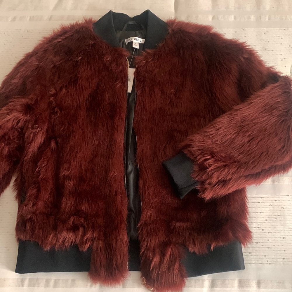 NWT So What Faux Fur Bomber Jacket